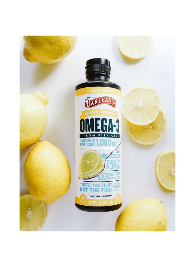 BARLEAN'S Lemon Crème Omega 3 Fish Oil Liquid Supplement 1080Mg Of Omega 3 Epa & Dha Fatty Acid Smoothie Flavored & Burpless For Brain Joint & Heart Health 8 Oz - Image 5