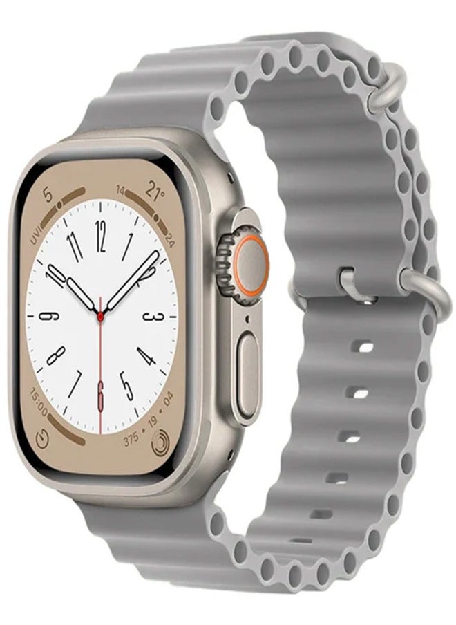 Spigen Ultra Strap Compatible with Apple Watch Strap 49mm 45mm 44mm 42mm, Soft Loop Silicone Straps with Buckle Designed for Apple Watch Ultra Series 8 7 SE 6 5 4 3 2 1 - Grey  - Image 1