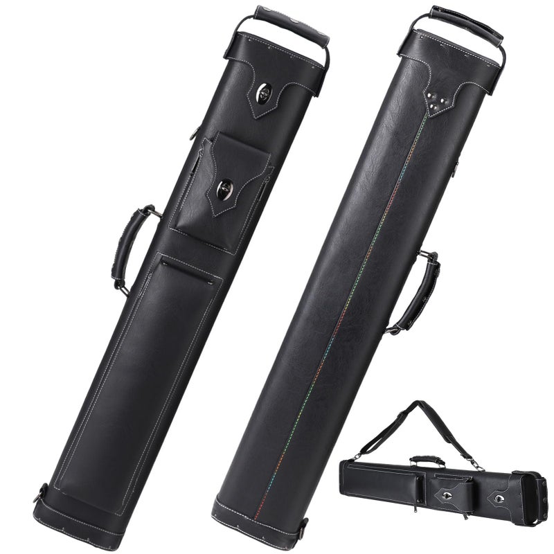 elraxw Hard 3x5 Pool Cue Case, 8 Hole Pool Cue Stick Case Billiard Cue Case, Holds Up to 3 Butts and 5 Shafts, Topstitching Design - Image 1