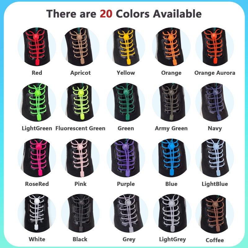 AIXMEET 5 Pairs No-Tie Shoe Laces for Adults & Kids - Elastic, Colorful (Black+White+Blue+Pink+Green) - Image 5