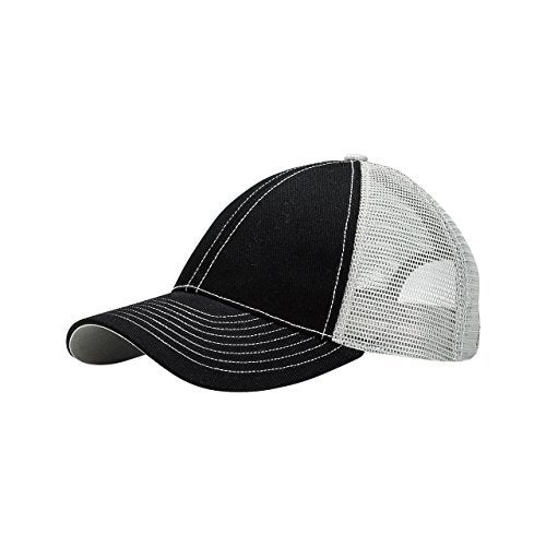 Mega Cap MG Unisex Low Profile (Str) Trucker Cap-7641-BLK-GRY Black/Grey - Image 3