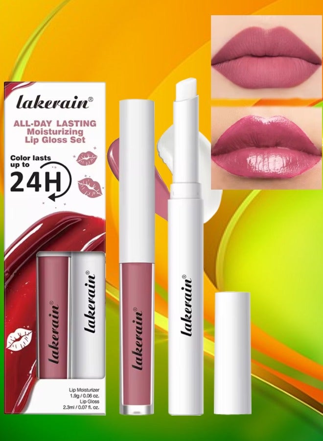 lakerain مجموعة لامع الشفاه المرطب 24 ساعة لمسة مطفية لامعة ناعمة ولامعة عالية تلوين مقاومة للماء تدوم طويلاً لون الشفاه مجموعة لامع الشفاه لون الشفاه ومجموعة لامع الشفاه الكلاسيكية الوردية 06 - Image 1