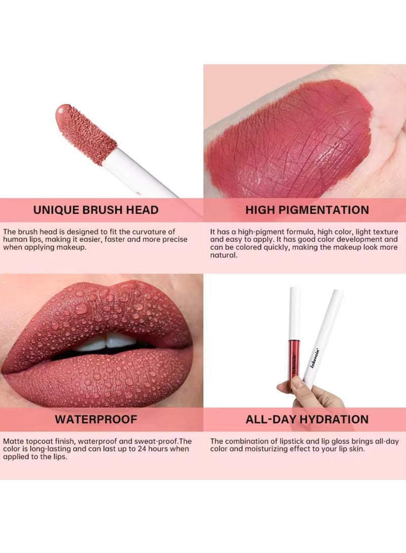 lakerain مجموعة لامع الشفاه المرطب 24 ساعة لمسة مطفية لامعة ناعمة ولامعة عالية تلوين مقاومة للماء تدوم طويلاً لون الشفاه مجموعة لامع الشفاه لون الشفاه ومجموعة لامع الشفاه الكلاسيكية الوردية 06 - Image 5