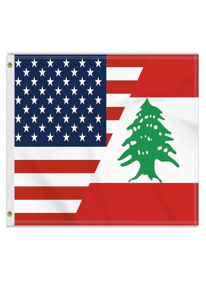 ماكلاند علم الصداقة اللبناني الأمريكي، مقاس 2×3 قدم، متوسط 60×90 سم، مصنوع من قماش 150D، لافتة خارجية لبنانية أمريكية مطبوعة على الوجهين، ديكور أمريكي للفناء والحديقة، مزود بحلقات نحاسية. - Image 1