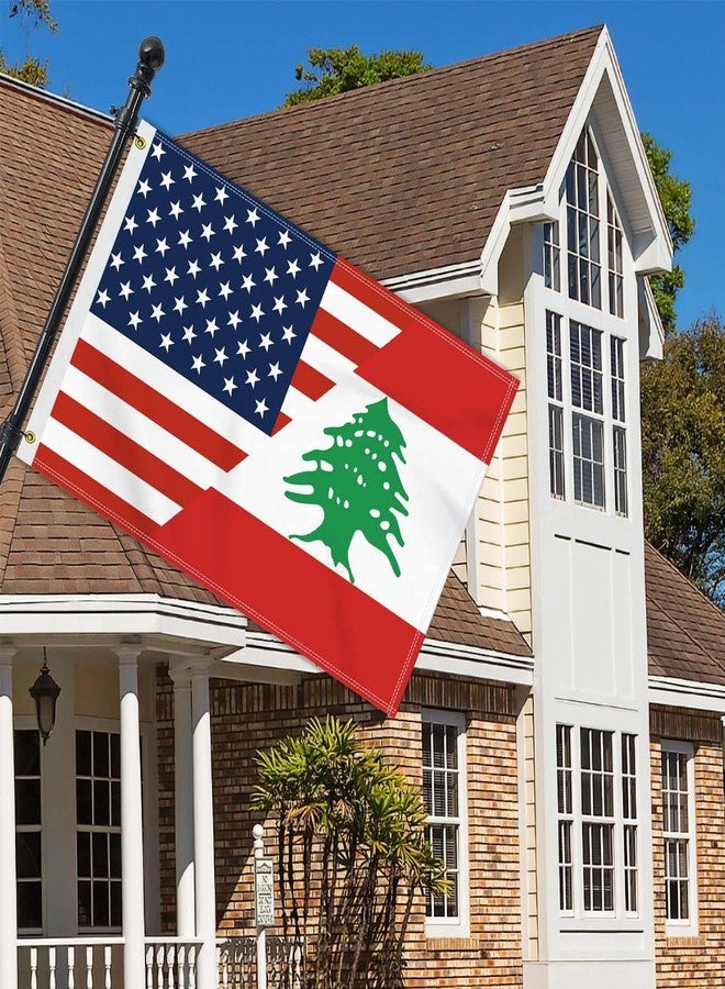 ماكلاند علم الصداقة اللبناني الأمريكي، مقاس 2×3 قدم، متوسط 60×90 سم، مصنوع من قماش 150D، لافتة خارجية لبنانية أمريكية مطبوعة على الوجهين، ديكور أمريكي للفناء والحديقة، مزود بحلقات نحاسية. - Image 3