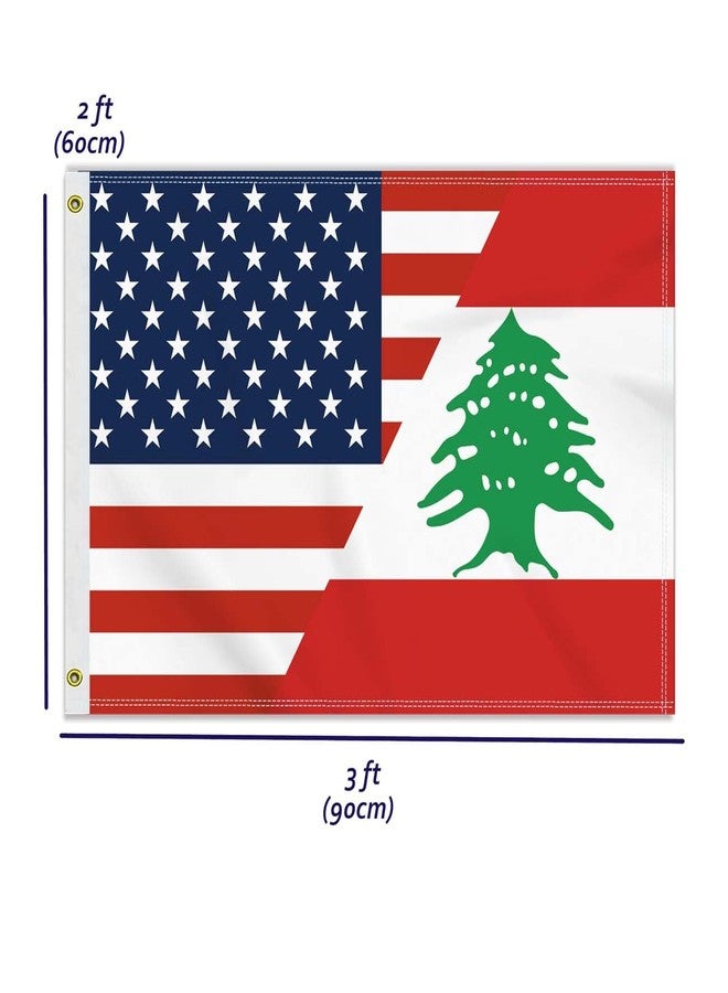 ماكلاند علم الصداقة اللبناني الأمريكي، مقاس 2×3 قدم، متوسط 60×90 سم، مصنوع من قماش 150D، لافتة خارجية لبنانية أمريكية مطبوعة على الوجهين، ديكور أمريكي للفناء والحديقة، مزود بحلقات نحاسية. - Image 2