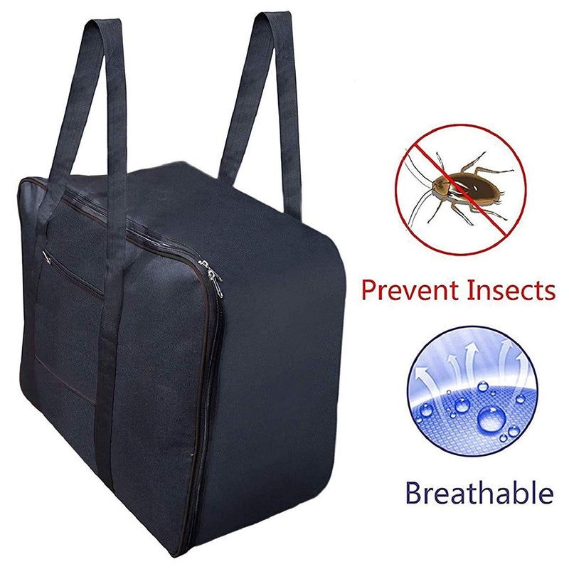 Kuber Industries Small Size Lightweight Foldable Rexine Jumbo Underbed Storage Bag with Zipper and Handle Black 45cm X 25cm X 38cm F_26_KUBMART016794 - Image 4