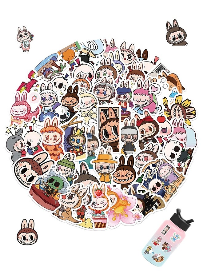 Organizer 50pcs Labubu Cartoon Stickers for Teen Water Bottle, Cool Labubu Waterproof Vinyl Decal for Kids Adult Girl Laptop Skateboard Phone Guitar Travel Case Bike  - Image 1