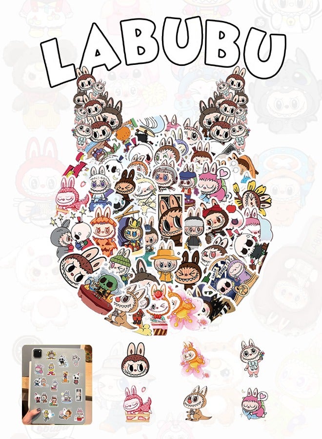 Organizer 50pcs Labubu Cartoon Stickers for Teen Water Bottle, Cool Labubu Waterproof Vinyl Decal for Kids Adult Girl Laptop Skateboard Phone Guitar Travel Case Bike  - Image 1