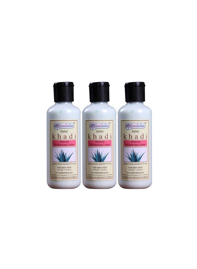 KHADI RISHIKESH Herbal Aloevera Moisturizing Lotion Combo Set Pack Of - 210ml X 3 (630ml) - Image 1