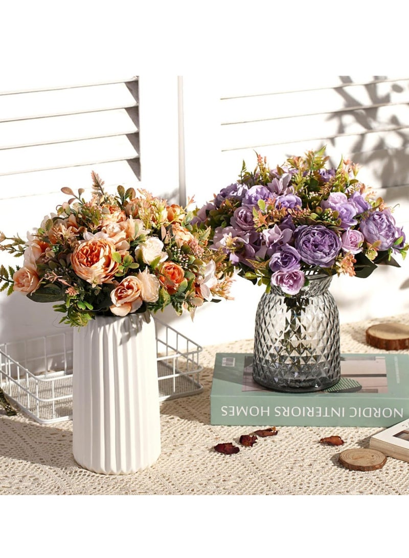 Loquat Artificial Flowers, Fake Peony Silk Hydrangea Flower Bouquet Fall Rose Flowers, Wedding Bouquets Flowers Party Bridal Home Decorations Silk Flowers Purple  - Image 4