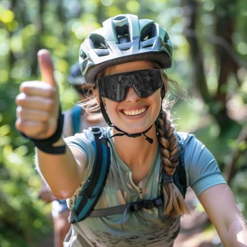 Karsaer Polarized Cycling Glasses Sports Sunglasses, UV400 Protection Baseball Running Glasses for Men Women Youth E1267, Large, Black, Grey - Image 2