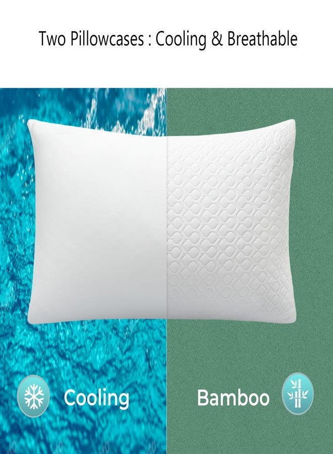 Rainmr Queen Size Bed Pillow for Sleeping Shredded Memory Foam Adjustable Loft Pillows with Cooling Washable Pillow Case, 20x30 inches - Image 5
