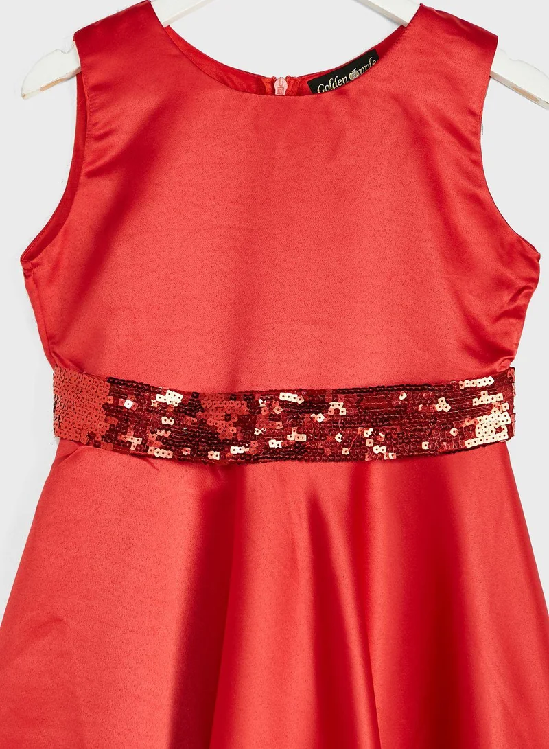 Little Golden Apple Sequin Waistline Dress