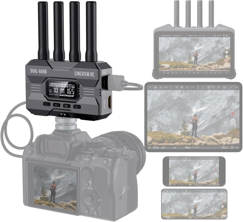 Accsoon CineView HE Wireless Video Transmission System HDMI Video Transmitter DualBand 1080p60 1200ft Range 60ms Latency 4 Apps Monitoring Compatible with Cineview M7 Pro2 SDISEOne HE TX Only - Image 2