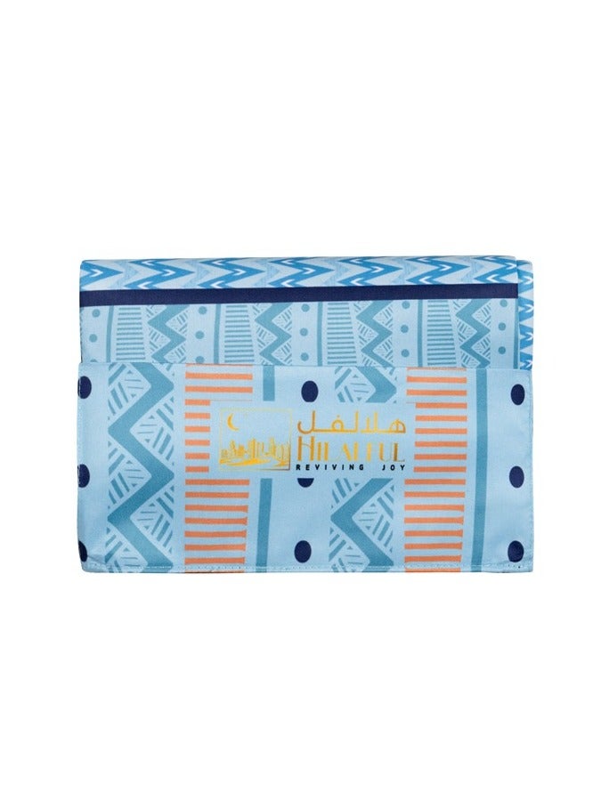 HilalFul Salah On The Go Polyester Prayer Mat - Turquoise Zigzag | Muslim Praying Rug for Kids & Children | Water Resistant | Anti-Slip | Islamic Gift for Eid, Ramadan | For Travel | Lightweight - Image 2