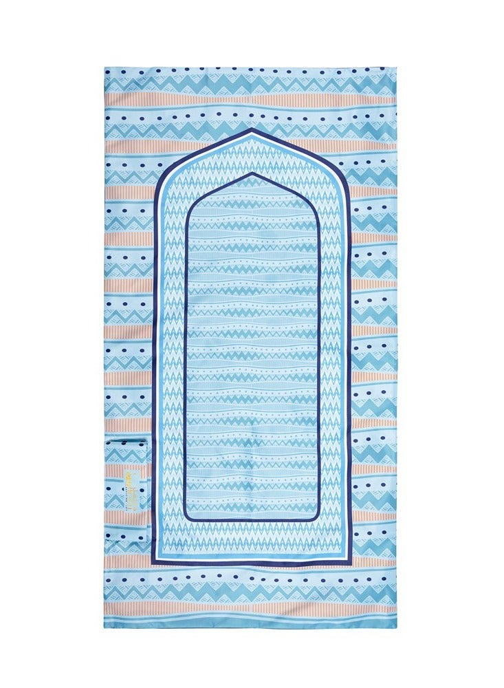 HilalFul Salah On The Go Polyester Prayer Mat - Turquoise Zigzag | Muslim Praying Rug for Kids & Children | Water Resistant | Anti-Slip | Islamic Gift for Eid, Ramadan | For Travel | Lightweight - Image 4