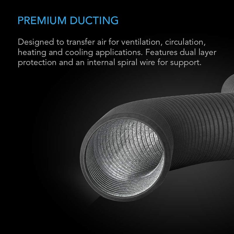 AC Infinity أنابيب ألومنيوم مرنة بقطر 8 بوصات من AC Infinity، حماية ثقيلة من أربع طبقات، بطول 8 أقدام للتدفئة والتبريد والتهوية والعادم - Image 2
