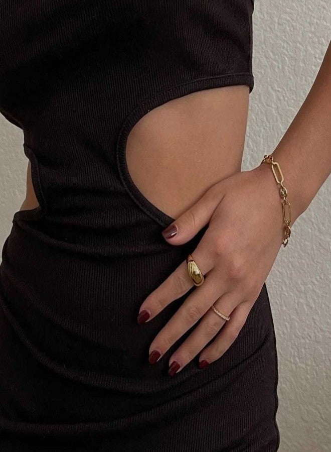 CIUNOFOR 14K Gold Plated Bracelets for Women No Tarnish, Dainty Livit Chain Charm Bracelet with Coffee Bean, Minimalist Stacking Layered Link Jewelry - Image 4
