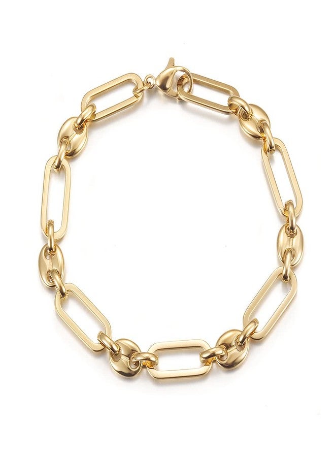 CIUNOFOR 14K Gold Plated Bracelets for Women No Tarnish, Dainty Livit Chain Charm Bracelet with Coffee Bean, Minimalist Stacking Layered Link Jewelry - Image 1