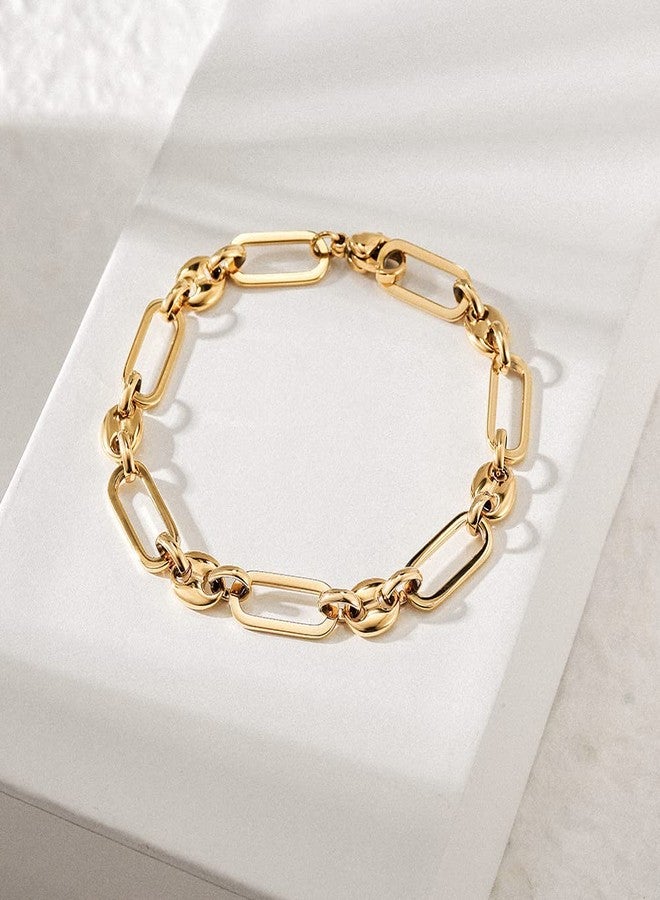 CIUNOFOR 14K Gold Plated Bracelets for Women No Tarnish, Dainty Livit Chain Charm Bracelet with Coffee Bean, Minimalist Stacking Layered Link Jewelry - Image 2