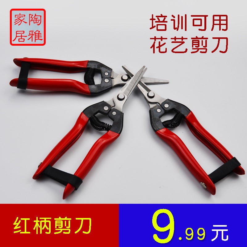 Generic Tao Ya household floral scissors ribbon Scissors bud cutting scissors flower arrangement tool pruning scissors pruning scissors floral artist training scissors Red handle universal scissors 