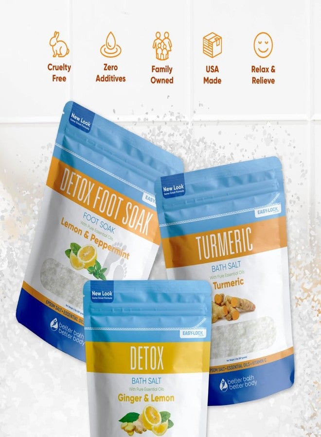 Better Bath Better Body Detox Bath Bundle (3 Pack with Scoop Total 6 Lbs) Detoxifying Soaks with Detox Foot Soak and Turmeric Bath Soak Made with Epsom Salt and Pure Essential Oils Plus Vitamin C Three 2 Lbs Pouches - Image 4