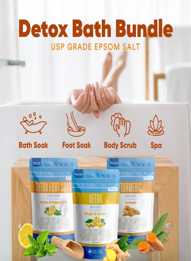 Better Bath Better Body Detox Bath Bundle (3 Pack with Scoop Total 6 Lbs) Detoxifying Soaks with Detox Foot Soak and Turmeric Bath Soak Made with Epsom Salt and Pure Essential Oils Plus Vitamin C Three 2 Lbs Pouches - Image 5