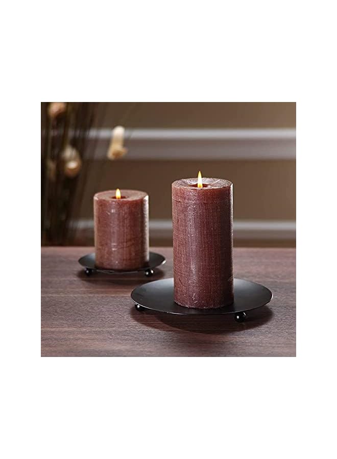 The Bros Iron Plate Candle Holder, 2pcs Tea Light Candles Holders Candelabras Modern Black Decorative Candle Tray for Wax Pillars Votive Candles Ball Candles Jar Candles, 10cm/4inches - Image 4