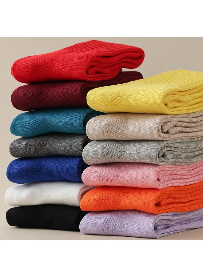 Bluejw Candy-colored Calf Socks Women's Spring And Autumn Solid Color Cotton Mid-tube Compression Socks Half-leg Socks Color Stockings Autumn And Winter Fashionable Socks  - Image 2