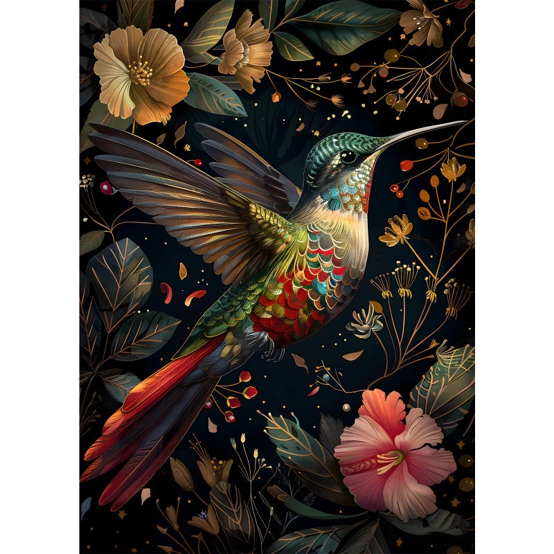 PICKFORU Vintage Hummingbird Puzzles for Adults 1000 Pieces Colorful Flower Hummingbird Jigsaw Puzzles with Animals Beautiful Bird Floral Impossible Nature Art Themed Puzzle Hard Challenging for Adults - Image 3