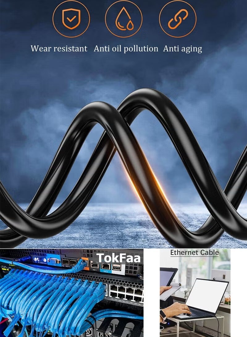Cat6 Ethernet Cable 3M/9.8FT High Speed Outdoor & Indoor LAN Network Cable 10Gbps, RJ45 Flat Internet Cable Shielded In-Wall, Heavy Duty High Speed Network Wire for Modem/Router/Gaming/PC - Image 3
