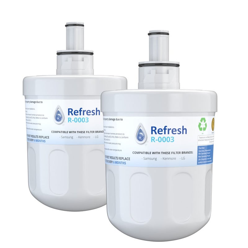 REFRESH فلتر مياه ثلاجة ريفريش بديل لسامسونج أكوا-بيور بلس DA29-00003G، DA29-00003A، DA2900002B، DA2900003، DA2900003F، DA290002، HAFCU1، HAFIN2 وواتر دروب WD-DA-29-00003G (عبوة 2) - Image 1
