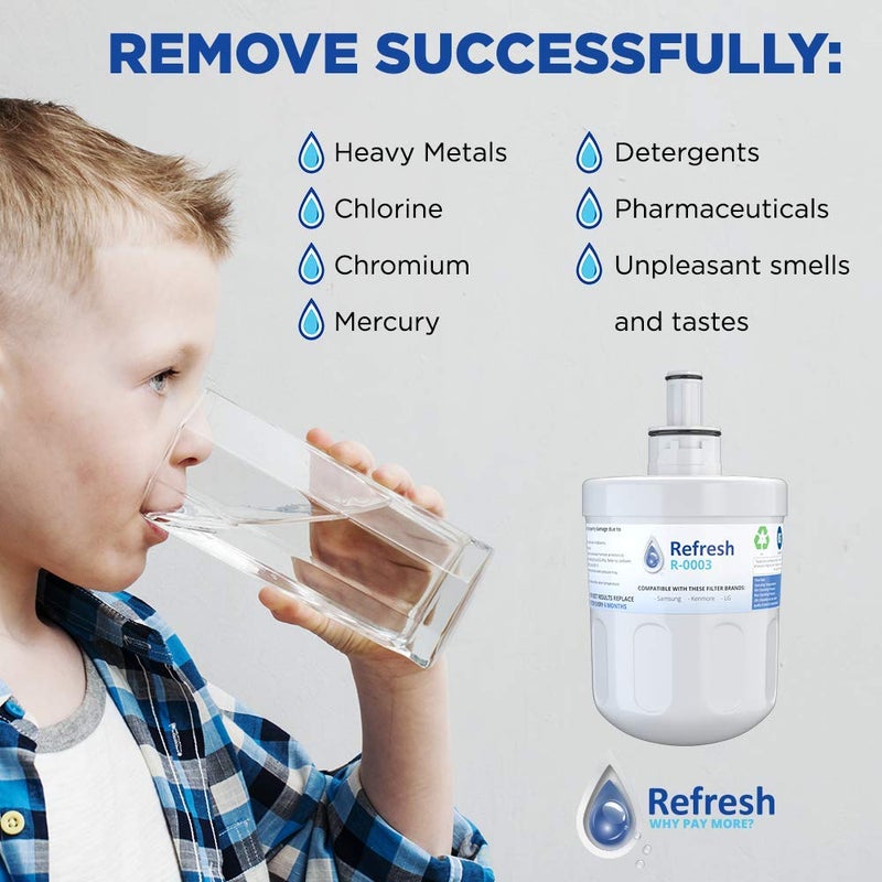 REFRESH فلتر مياه ثلاجة ريفريش بديل لسامسونج أكوا-بيور بلس DA29-00003G، DA29-00003A، DA2900002B، DA2900003، DA2900003F، DA290002، HAFCU1، HAFIN2 وواتر دروب WD-DA-29-00003G (عبوة 2) - Image 4