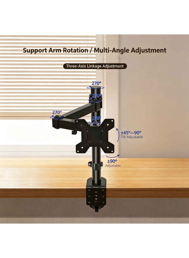 Single Monitor Arm,Adjustable Computer Desk Mount,Tilt, Swivel, Rotate,for 13–32 inch Screens,Hold 22 lbs,Monitor Stand with C-Clamp & Grommet Base - Image 5