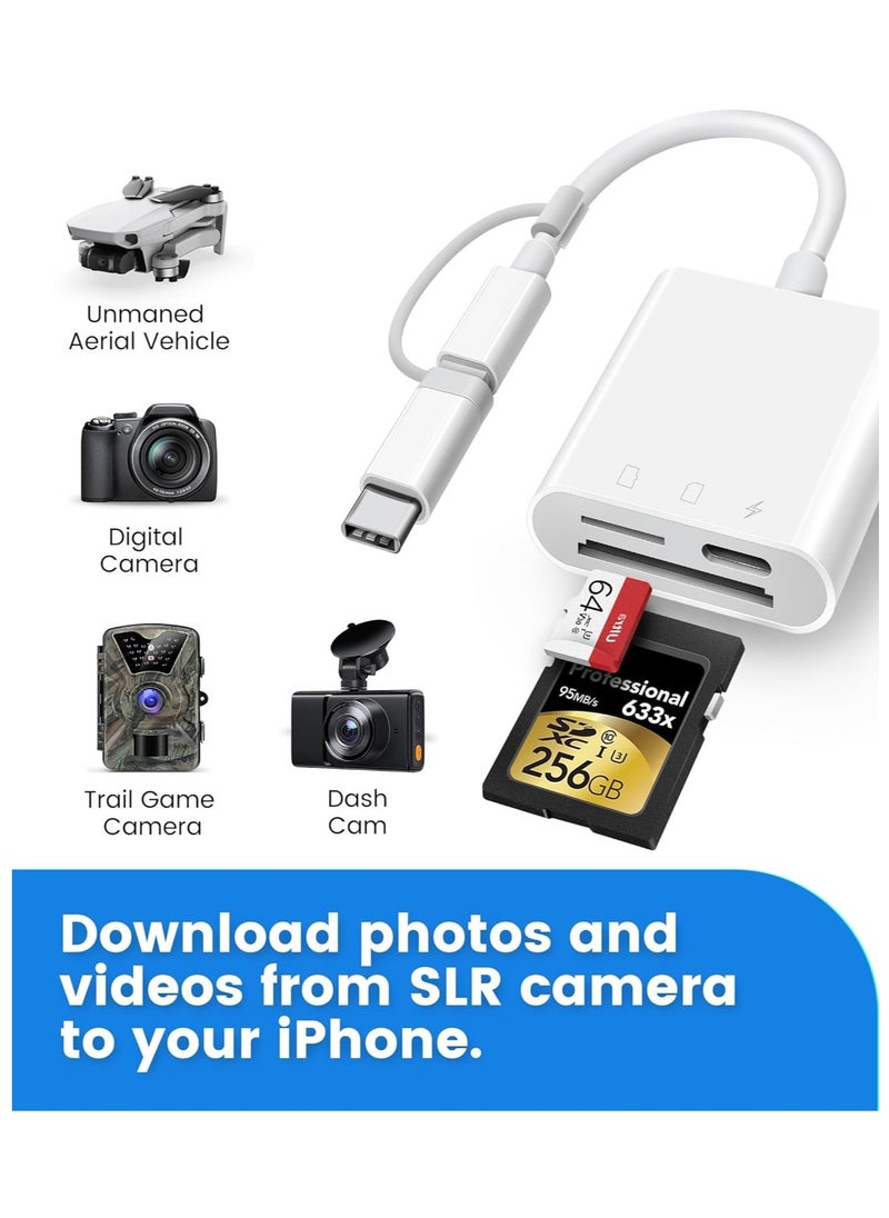 GUDOO - قارئ بطاقة SD لـ iPhone و iPad، Oyuiasle Trail Game Camera قارئ بطاقة الذاكرة، محول بطاقة الذاكرة مع فتحات SD و MicroSD، التوصيل والتشغيل. - Image 1