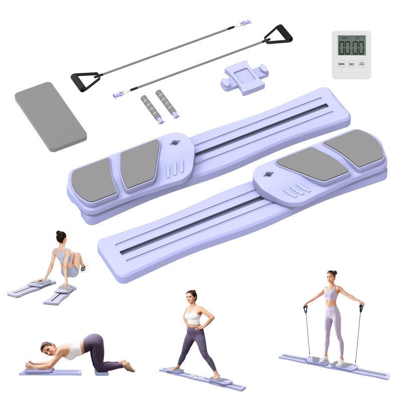 KVKVMO Pilates Board for Home Workout - Upgraded 7 in 1 Portable Pilates Reformer Set, Multifunctional Ab Trainer with Resistance Bands & LED Timer, Pilates Board for Women Full Body Workout - Image 1