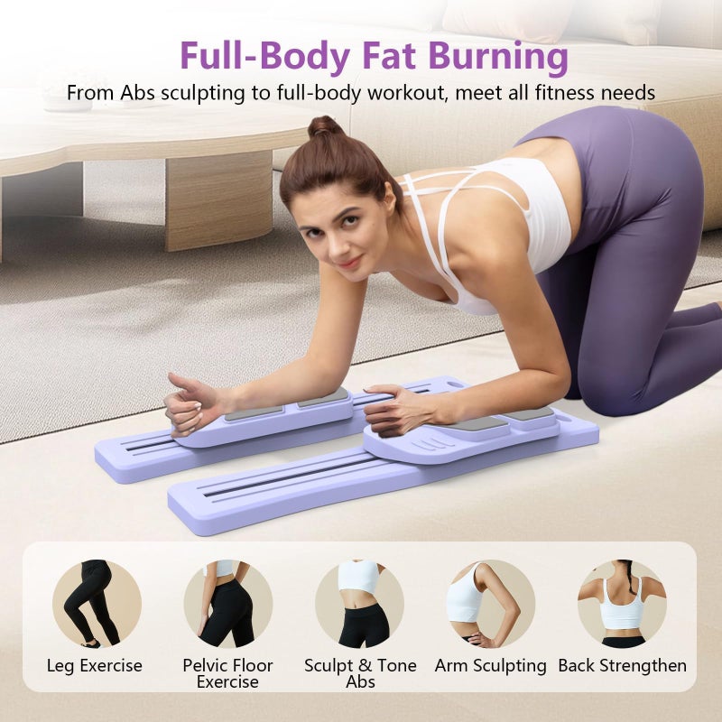 KVKVMO Pilates Board for Home Workout - Upgraded 7 in 1 Portable Pilates Reformer Set, Multifunctional Ab Trainer with Resistance Bands & LED Timer, Pilates Board for Women Full Body Workout - Image 2