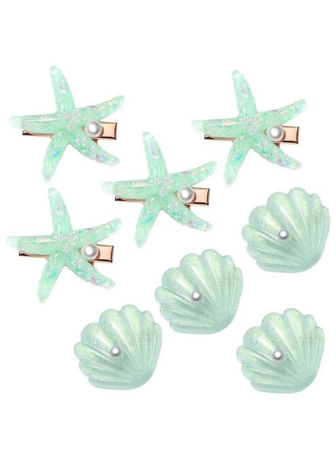 WILLBOND 8 Pieces Starfish Hair Clip Shell Pearl Hair Barrettes Resin Mermaid Hair Accessories For Women And Girls Beach Wedding Party  - Image 2