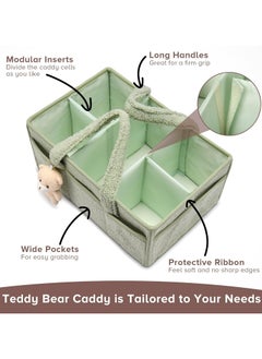 Dominy Baby Diaper Caddy,Baby Diaper Caddy Organizer ,Nursery Storage  Bin for Changing Table,Storage Basket for Newborn Boys Girls,  Foldable and Portable(Green)  - Image 4