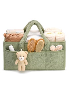 Dominy Baby Diaper Caddy,Baby Diaper Caddy Organizer ,Nursery Storage  Bin for Changing Table,Storage Basket for Newborn Boys Girls,  Foldable and Portable(Green)  - Image 1