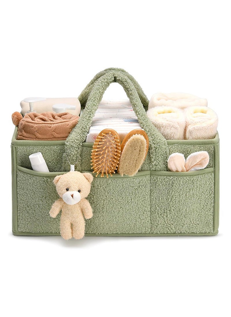 Dominy Baby Diaper Caddy,Baby Diaper Caddy Organizer ,Nursery Storage  Bin for Changing Table,Storage Basket for Newborn Boys Girls,  Foldable and Portable(Green)  - Image 1