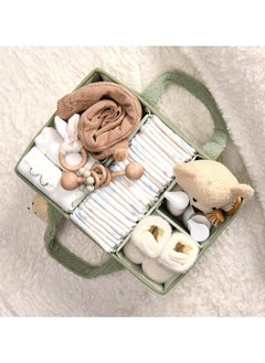 Dominy Baby Diaper Caddy,Baby Diaper Caddy Organizer ,Nursery Storage  Bin for Changing Table,Storage Basket for Newborn Boys Girls,  Foldable and Portable(Green)  - Image 5