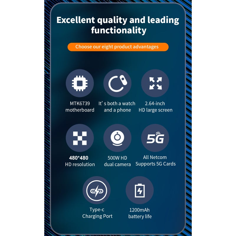 Smart Watch: 4G Black 3G+32G Memory Ultra-Long Endurance - MTK6739 Chip Smooth Performance 4G Watch for GPS Fitness Tracking & Independent Calling - Image 3