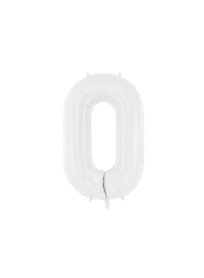 PartyDeco Foil ballon Number ''0'', 86 cm, white  - Image 1