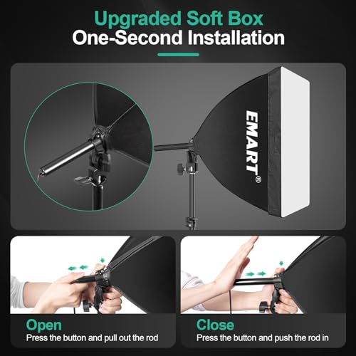EMART Softbox Photography Lighting Kit 16x16 Pull Soft Box 50W 3000K6000K LED Bulb with RemoteAPP Control Professional Photoshoot Equipment for Studio Lights Portrait Video Recording2 Pack - Image 3