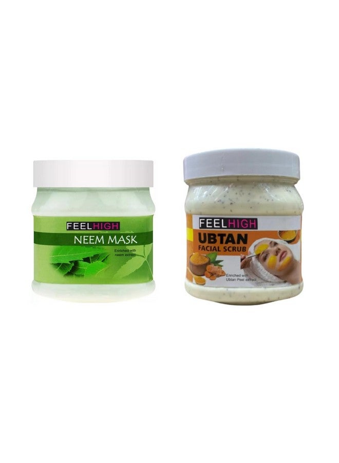 Feelhigh Face And Body Neem Mask Fight Wrinkles 500ml And Face Scrub 500ml (Neem Mask and Ubtan Scrub) - Image 1