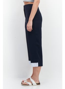 Couture Made For Vero Moda Women Loose Fit Plain Capri Pants, Navy Blue  - Image 4