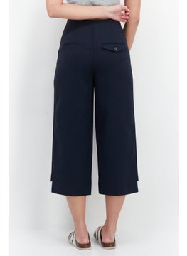 Couture Made For Vero Moda Women Loose Fit Plain Capri Pants, Navy Blue  - Image 3