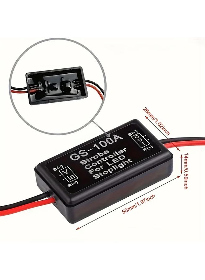 2Pcs GS 100A Universal 12 24V LED Brake Light Flash Strobe Controller Module - Image 2